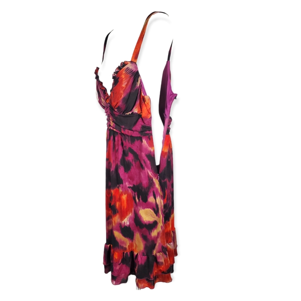 BISOU BISOU Beautiful ruffled purple red and black dress Size 12 - Picture 7 of 8